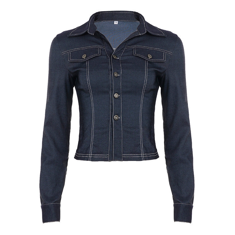Damen nan taillierte Jeansjacke mit markanten Kontrastnähten, Brusttaschen und figurformender Schnittführung Echo Archiv