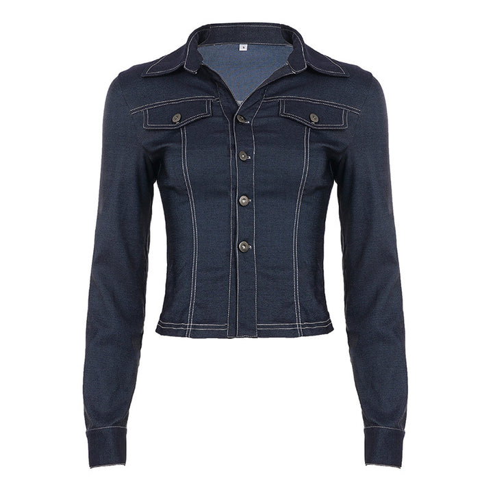 Damen nan taillierte Jeansjacke mit markanten Kontrastnähten, Brusttaschen und figurformender Schnittführung Echo Archiv