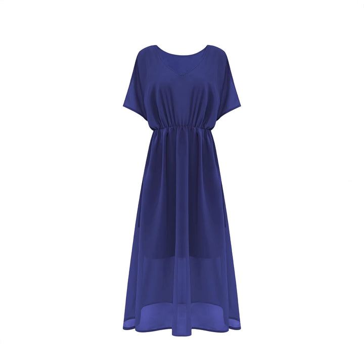 Damen Fließendes Maxikleid mit V-Ausschnitt, elastischem Taillenband und hohem Beinschlitz Echoarchiv