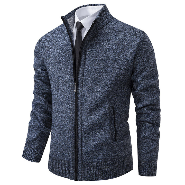 Herren sportliche Strickjacke mit Stehkragen und Reißverschluss Echoarchiv