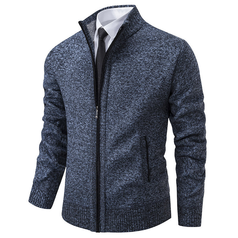 Herren sportliche Strickjacke mit Stehkragen und Reißverschluss Echoarchiv