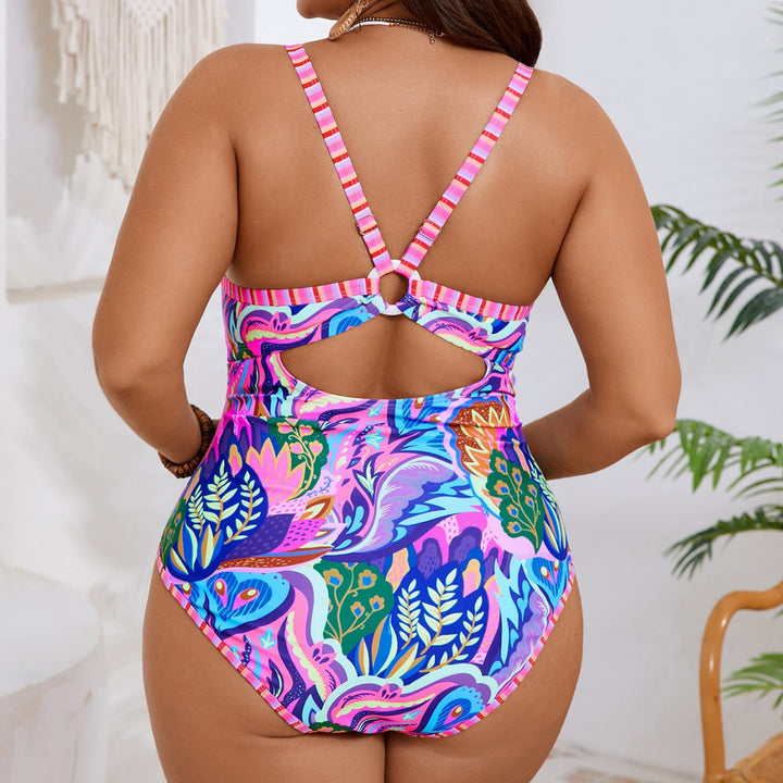 Damen Eleganter Einteiler Badeanzug mit modischem floralem Muster Echo Archiv