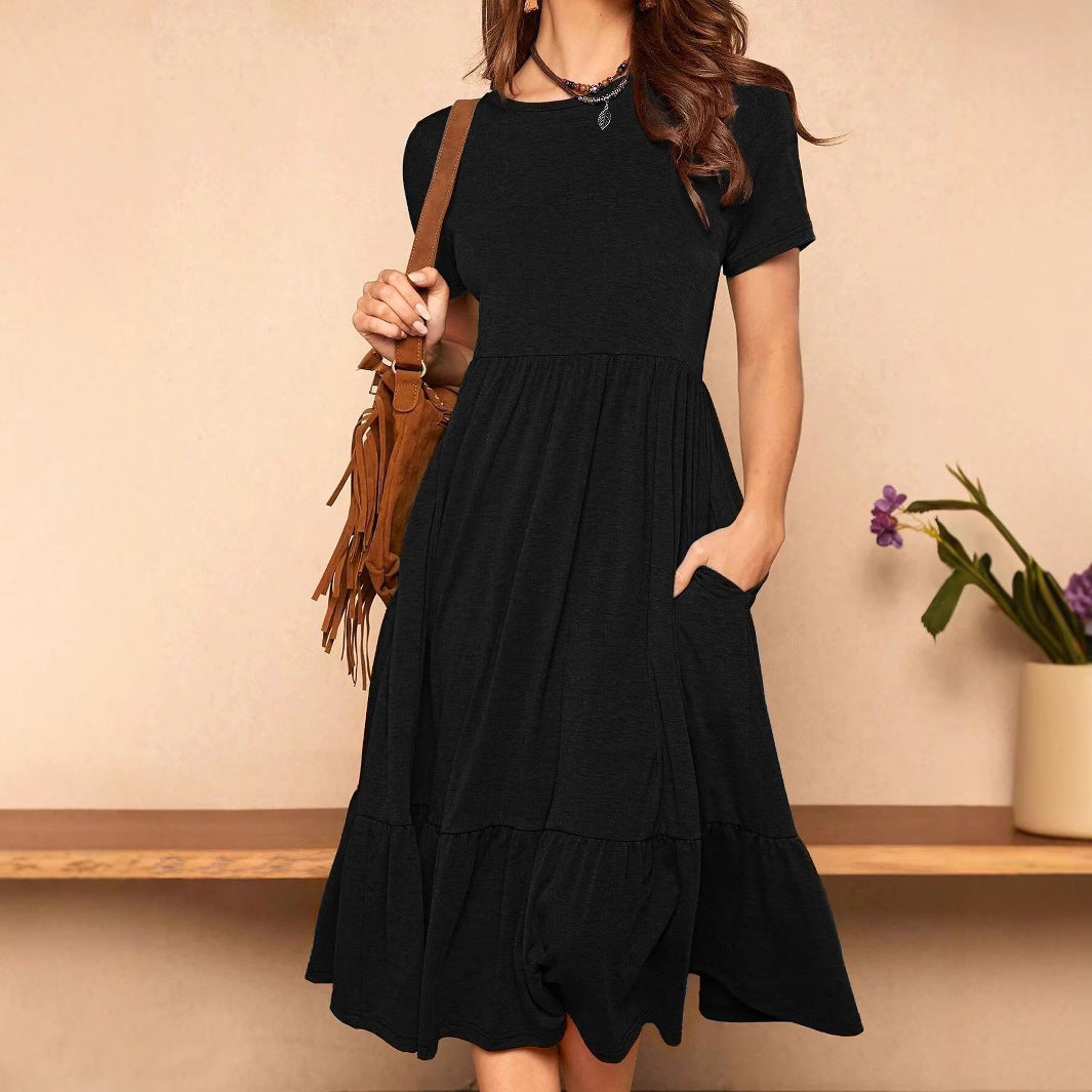 Damen lässiges T-Shirt-Kleid mit lockerer Passform und Rüschensaum Echo Archiv