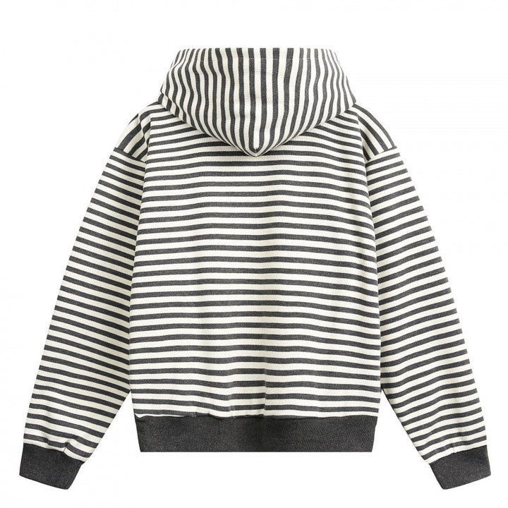 Unisex Gestreifter Oversize-Hoodie aus Baumwoll-Mix mit Rippbündchen Echo Archiv