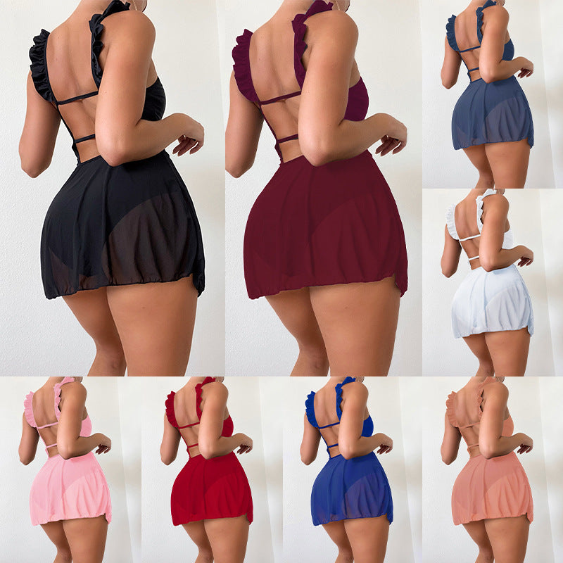Damen Strandkleid mit verspielten Rüschendetails Echo Archiv