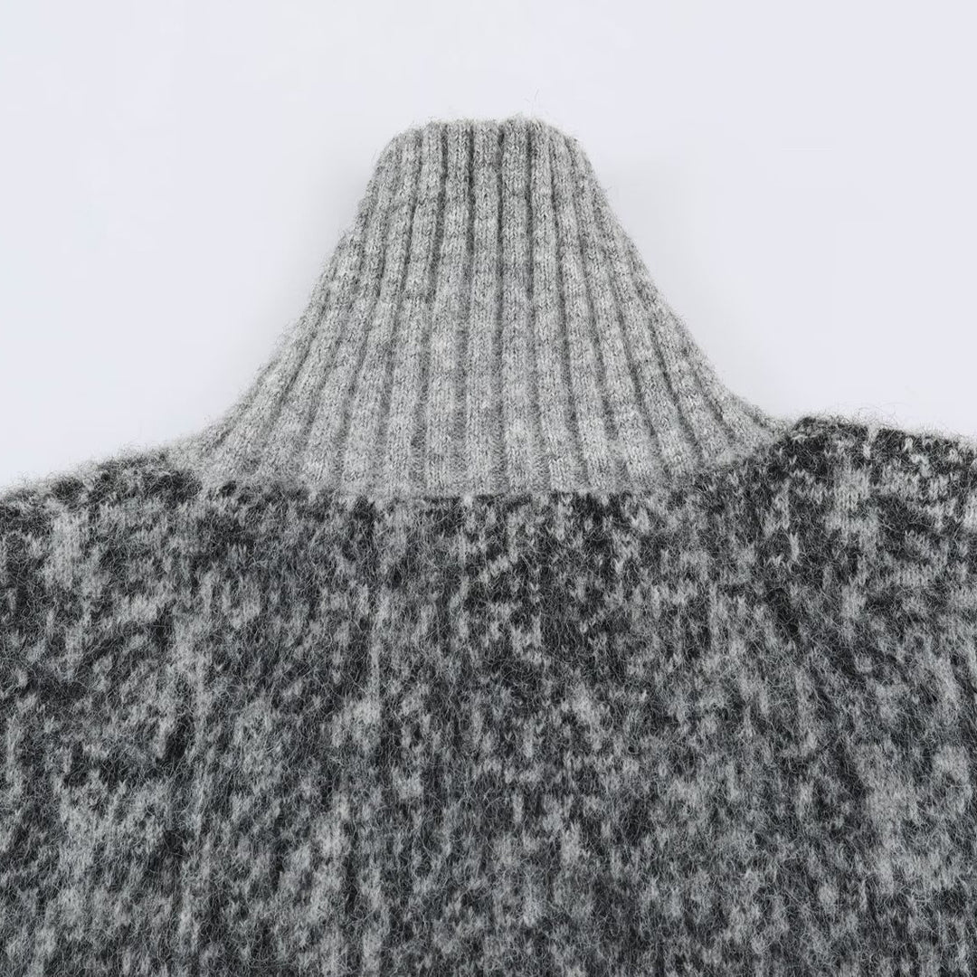 Damen Oversize-Cardigan im Flauschstrick mit hohem Rippkragen und Knopfleiste Echoarchiv