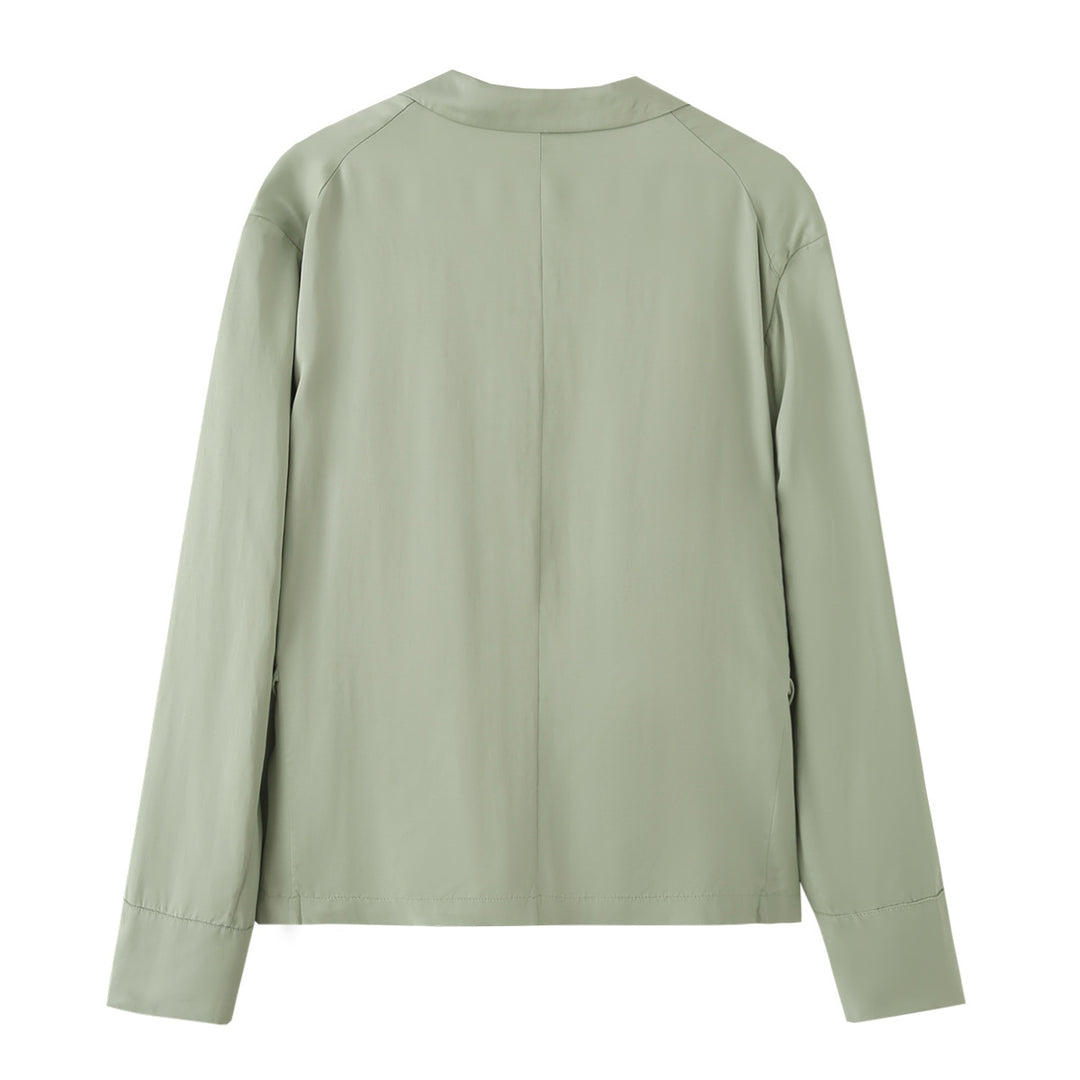 Damen Leichter Cropped Blazer mit Bindegürtel und Schalkragen Echoarchiv