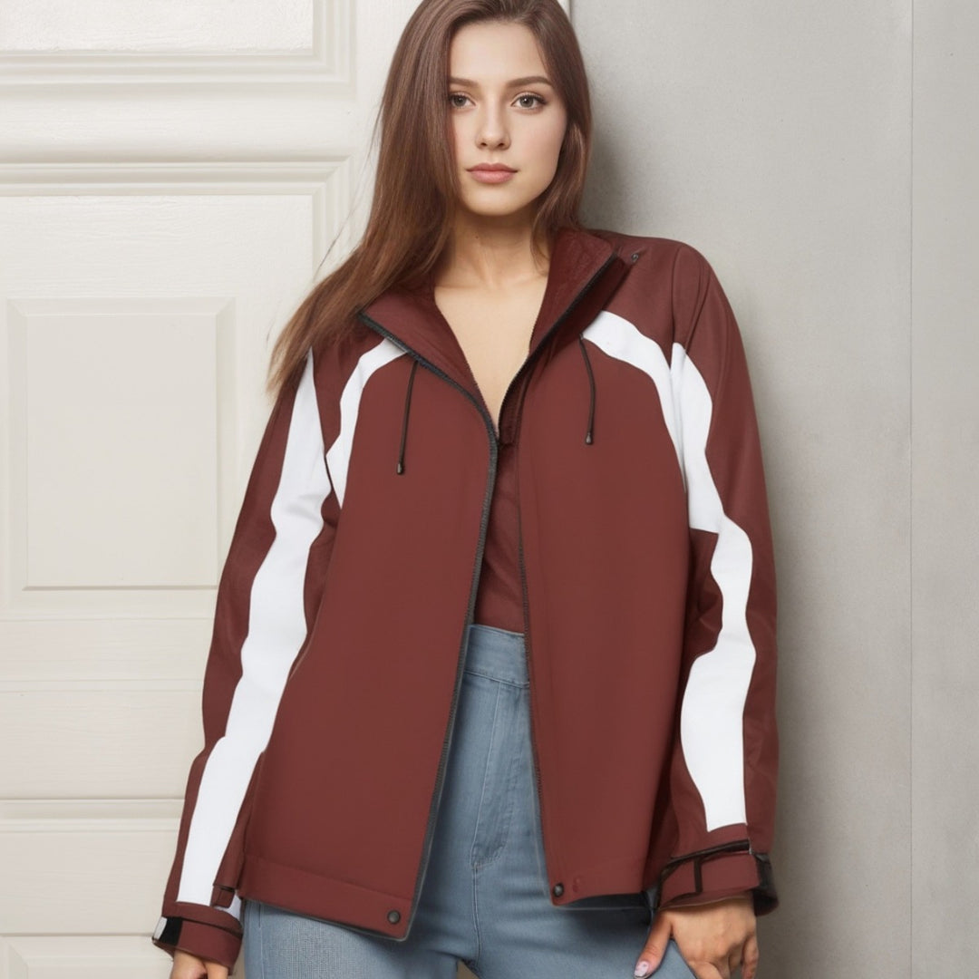 Damen Urbaner Kapuzen-Anorak mit kontrastierenden Bahnen, Mesh-Futter & verstellbarem Saum Echo Archiv