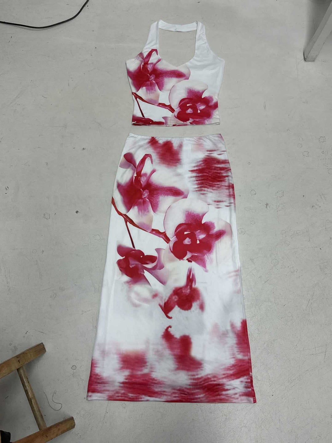 Damen Maxirock mit floralen Mustern und seitlichem Schlitz Echo Archiv