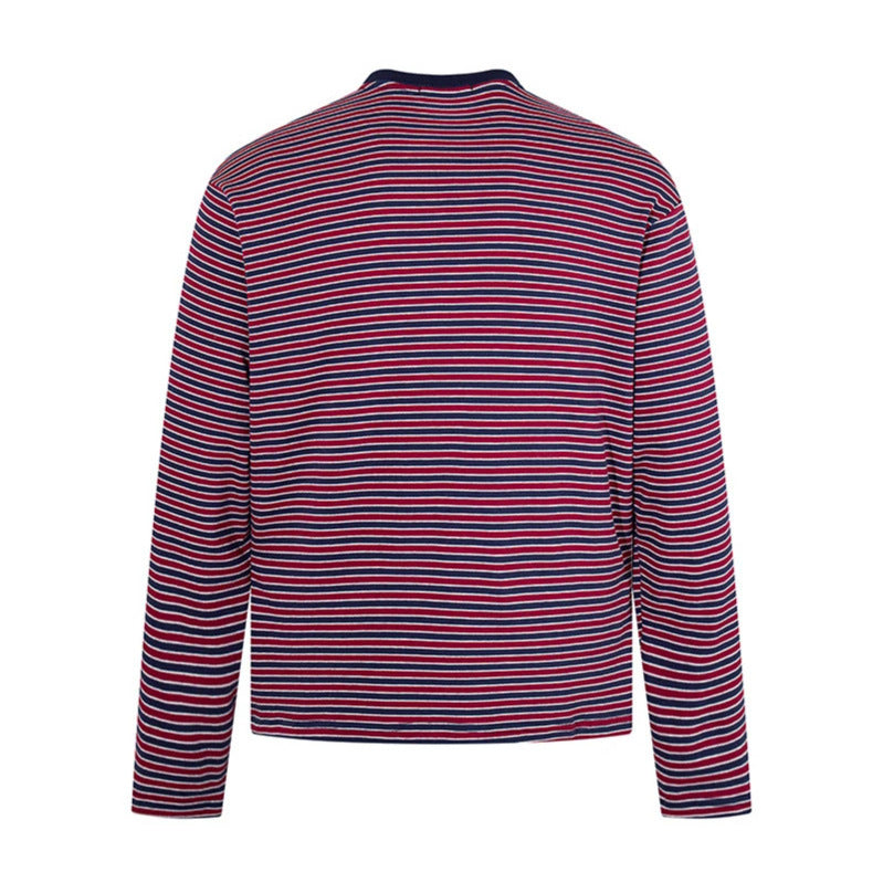 Herren Gestreiftes Langarmshirt aus Baumwollmischung mit Rundhalsausschnitt und Relaxed-Fit Echoarchiv