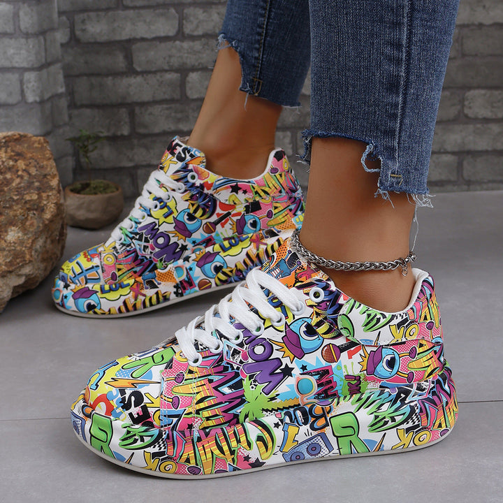 Damen modische High-Top Sneakers mit buntem Grafikdesign Echo Archiv