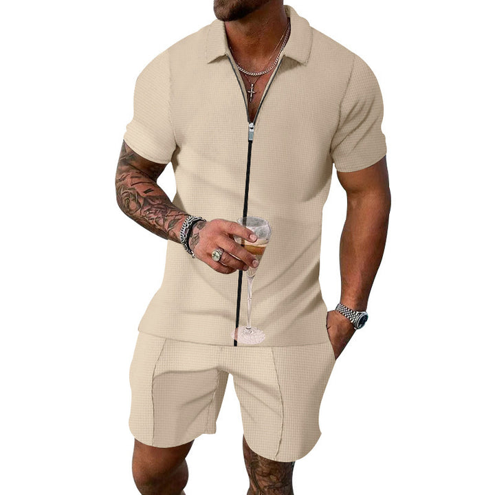 Herren modernes Freizeit-Set mit Kurzarmhemd und Shorts Echoarchiv