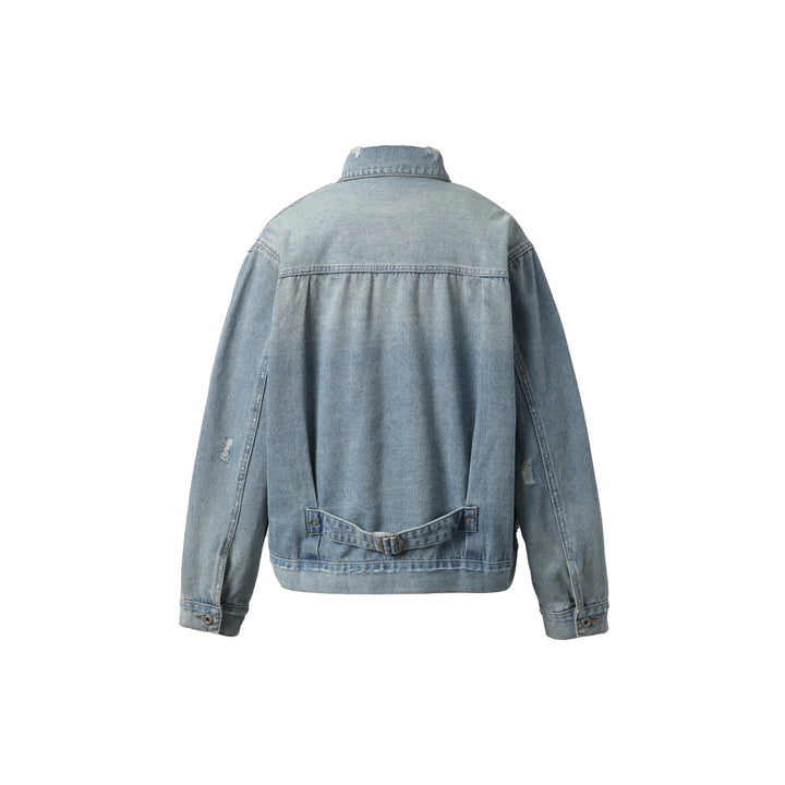 Unisex Oversized Jeansblouson mit Used‑Look, kastigem Schnitt und Brustklappen Echoarchiv