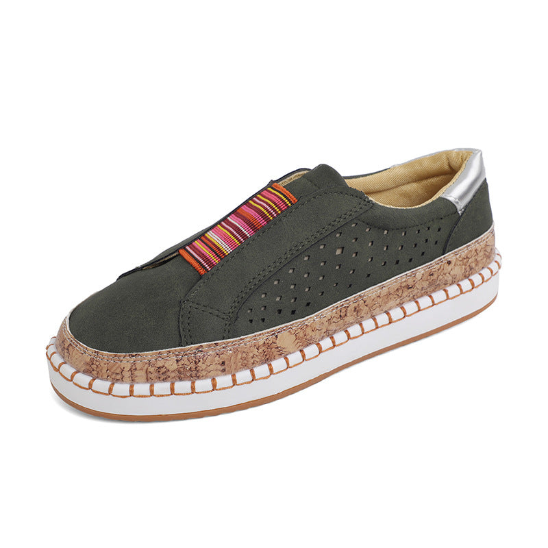 Damen nan leichte Slipper-Sneaker mit Korkrand und perforiertem Obermaterial Echo Archiv