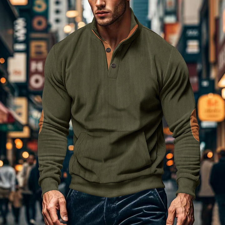 Herren Sportlicher Pullover mit praktischem Knopfverschluss und komfortablem Schnitt Echoarchiv