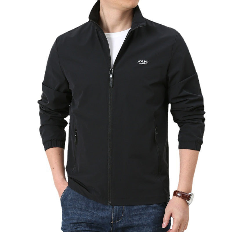 Herren Leichte winddichte Reißverschluss‑Blousonjacke mit Stehkragen und elastischen Bündchen Echoarchiv