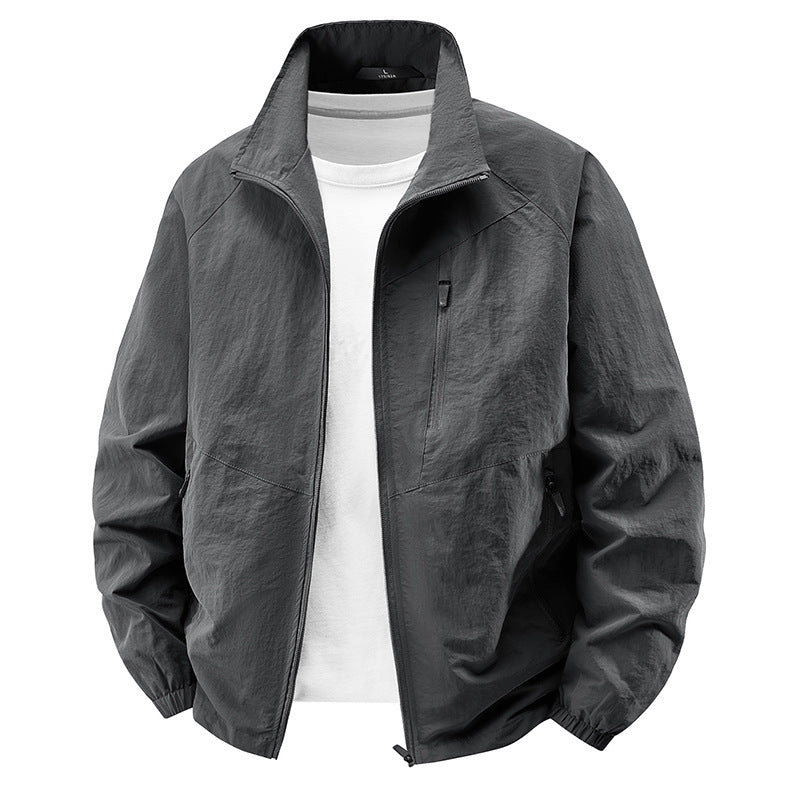 Herren  leichte Ripstop Reißverschluss-Front Stehkragen Reise Utility Jacke Echo Archiv