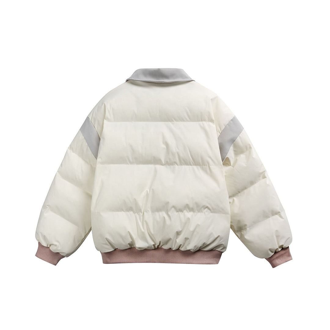 Damen Kurz geschnittene wattierte Blousonjacke mit kontrastierendem Kragen und Stickdetails Echoarchiv