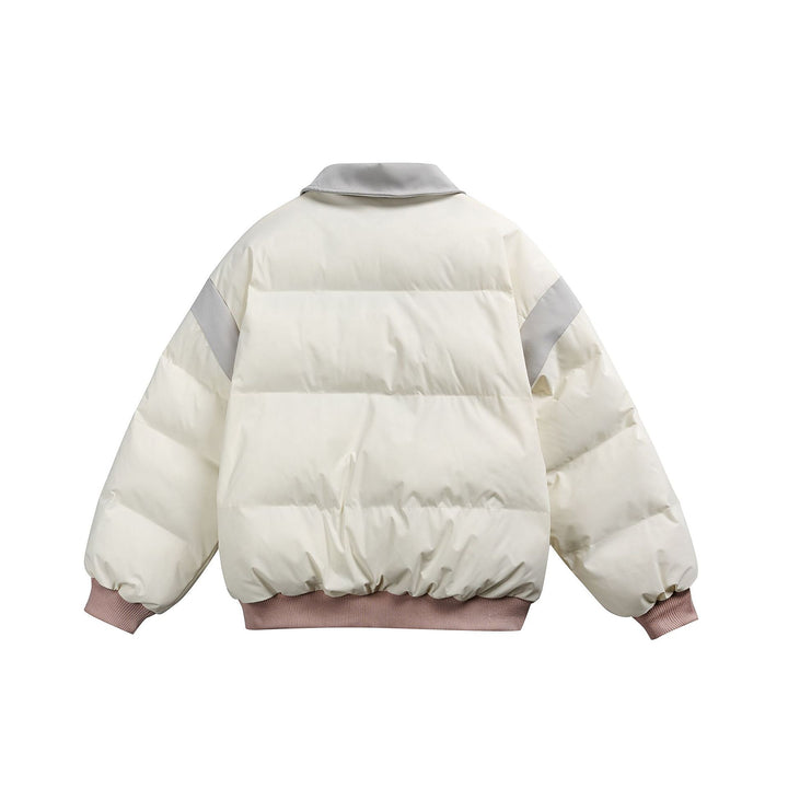 Damen Kurz geschnittene wattierte Blousonjacke mit kontrastierendem Kragen und Stickdetails Echoarchiv