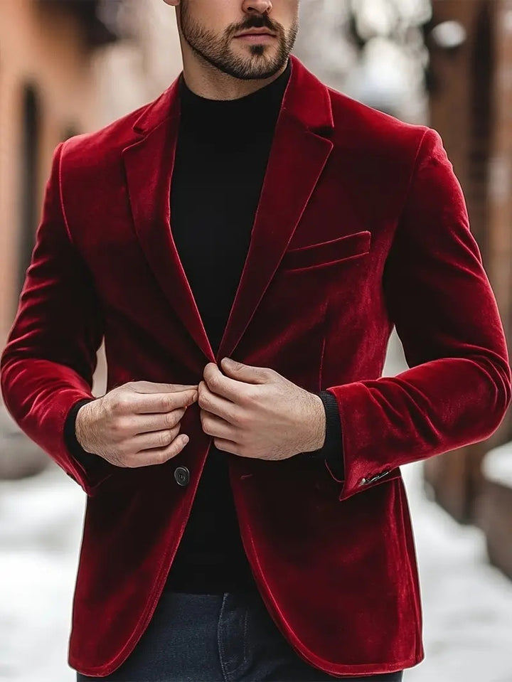 Herren eleganter Samtblazer mit modernem Schnitt Echoarchiv