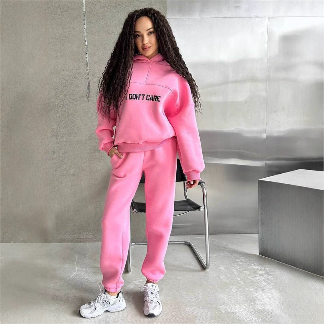 Damen Oversized Hoodie- und Jogginghose-Set aus French-Terry mit Statement-Print – Auréline