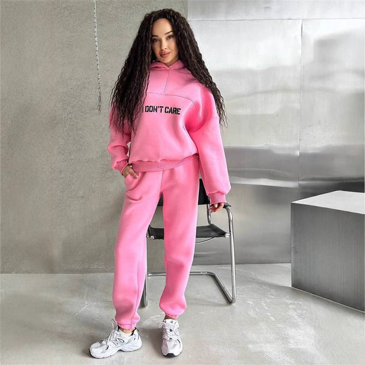 Damen Oversized Hoodie- und Jogginghose-Set aus French-Terry mit Statement-Print – Auréline
