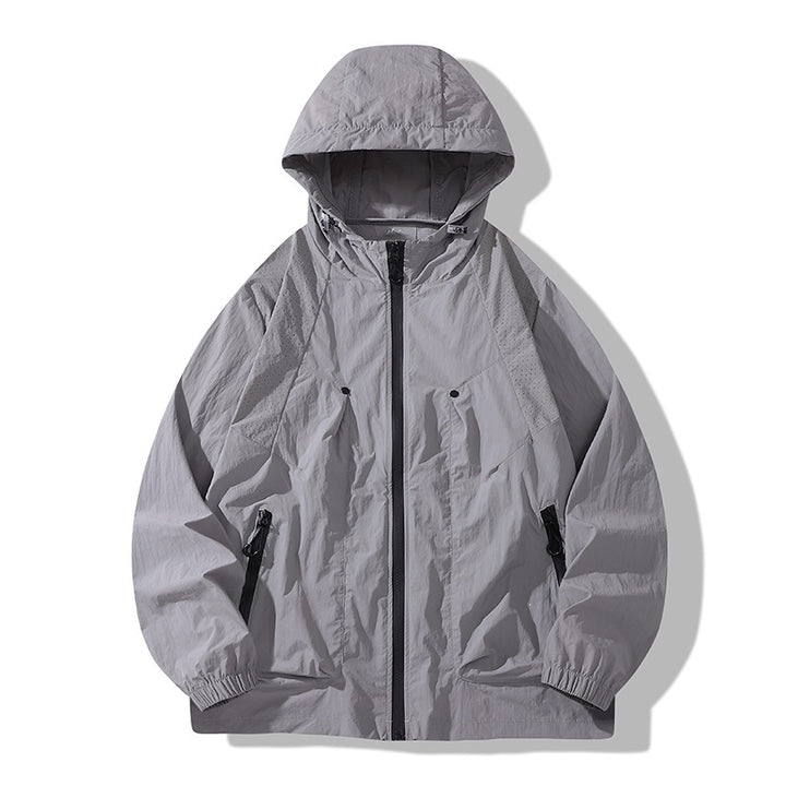 Herren Leichte winddichte Kapuzen‑Ripstopjacke mit Reißverschlusstaschen & elastischen Bündchen Echoarchiv