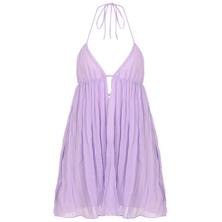 Damen Plissiertes Maxikleid mit elegantem V-Ausschnitt und Spaghettiträgern Echo Archiv