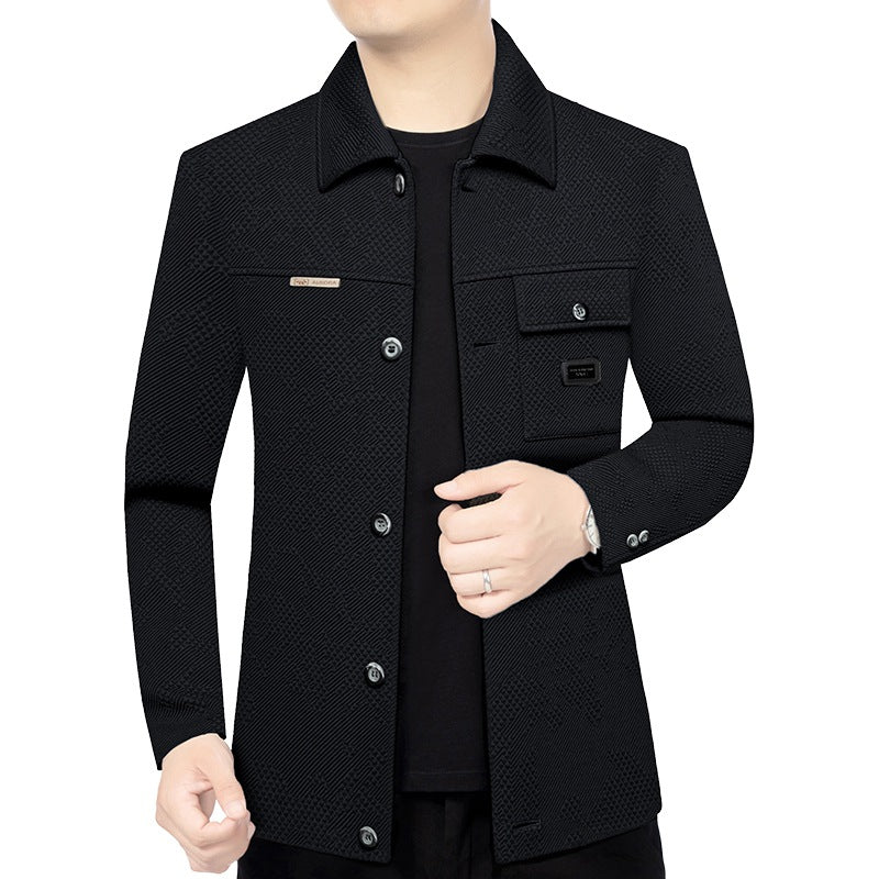 Herren Strukturiertes Overshirt im Glencheck-Relief mit Hemdkragen – Taviero