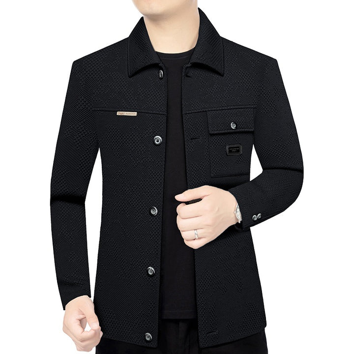 Herren Strukturiertes Overshirt im Glencheck-Relief mit Hemdkragen – Taviero