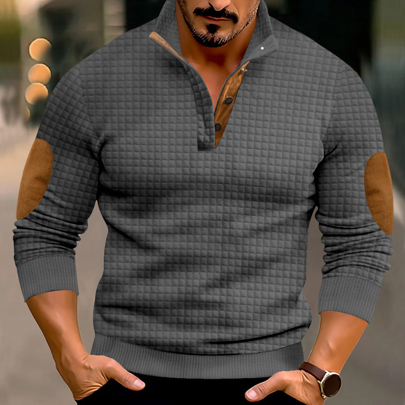 Herren Pullover mit Stehkragen und kontrastierenden Lederdetails Echoarchiv