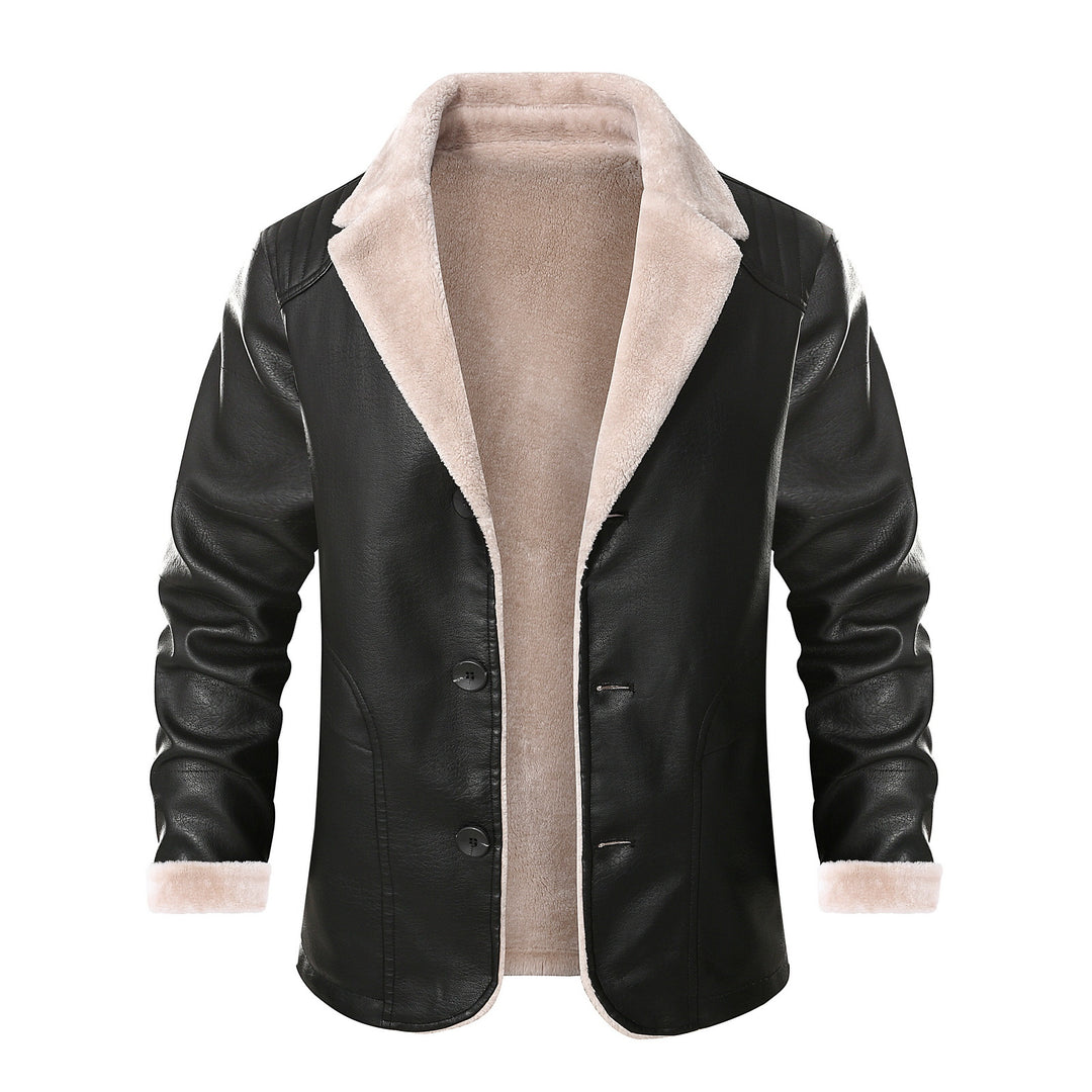 Herren schicke Lederjacke mit warmem Innenfutter und elegantem Kragen Echoarchiv