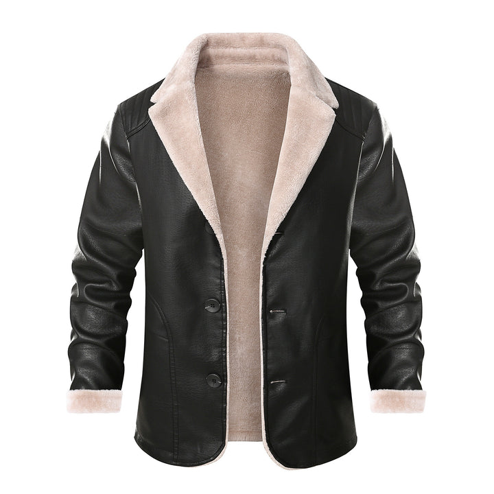 Herren schicke Lederjacke mit warmem Innenfutter und elegantem Kragen Echoarchiv