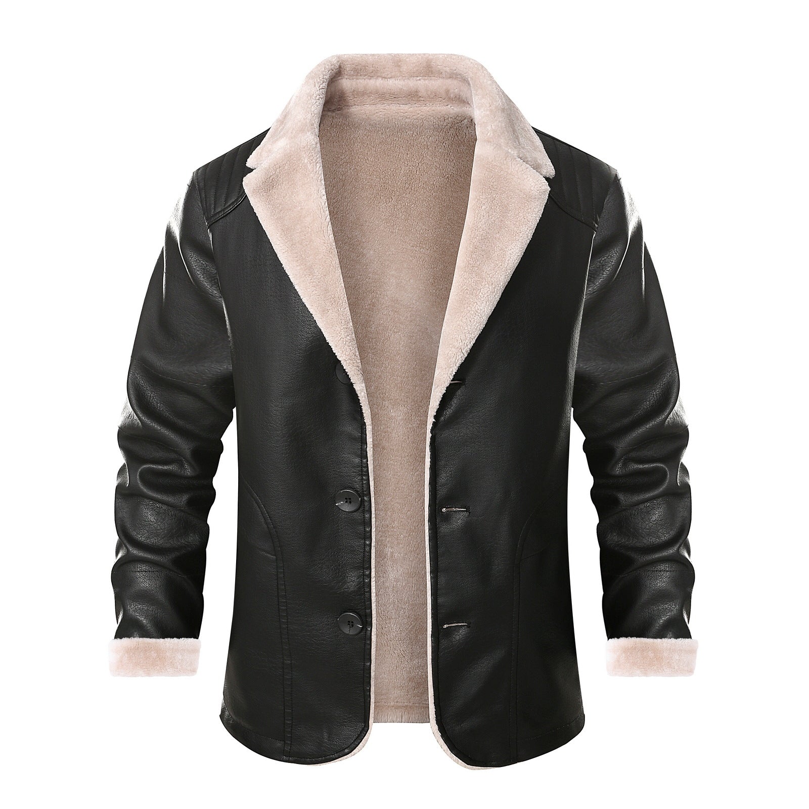 Herren schicke Lederjacke mit warmem Innenfutter und elegantem Kragen Echoarchiv