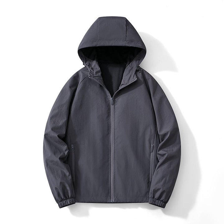 Herren Ultraleichter Kapuzen-Windbreaker mit atmungsaktivem Mesh‑Futter und verdecktem Reißverschluss Echo Archiv
