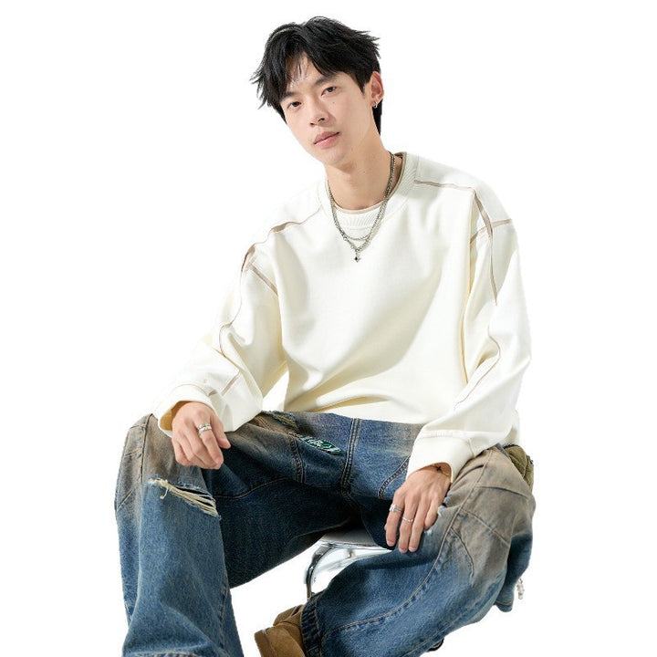 Herren Oversize Sweatshirt mit Kontrastnaht und Rundhalsausschnitt Echoarchiv
