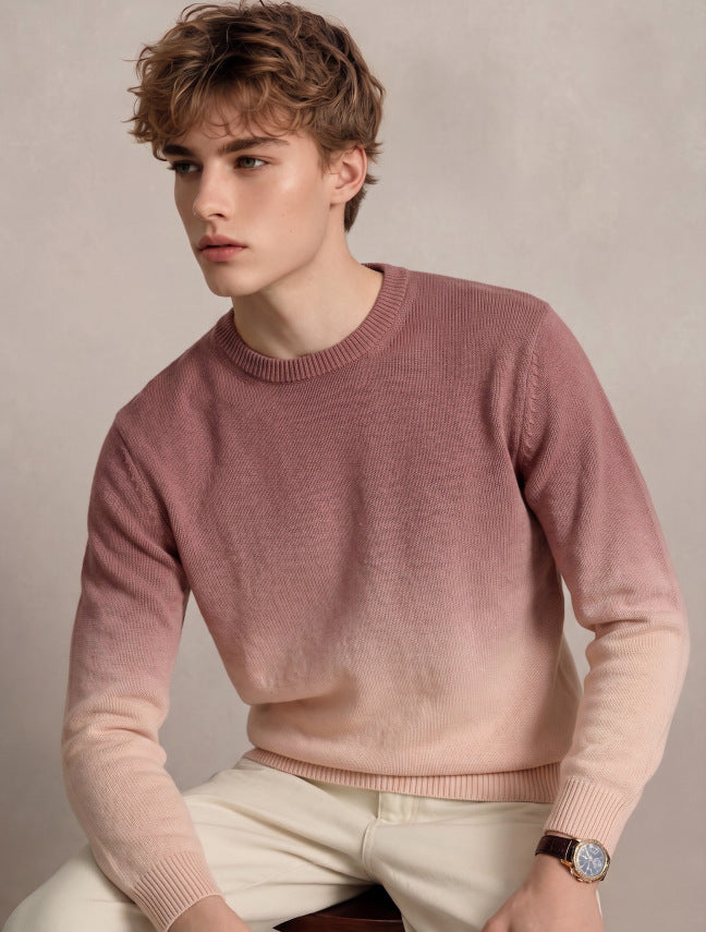 Herren Feinstrick-Pullover mit Dip-Dye-Effekt und Rundhalsausschnitt Echoarchiv