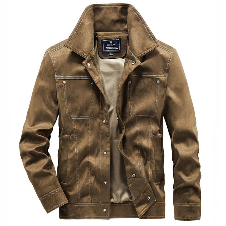 Herren Truckerjacke im Western‑Style mit Kontrastnähten und Druckknopffront Echo Archiv