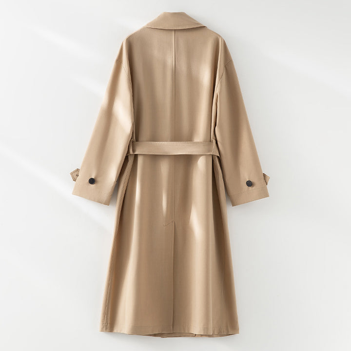 Herren Langer Doppelreihiger Trenchcoat mit Oversize-Schnitt und Reverskragen Echoarchiv