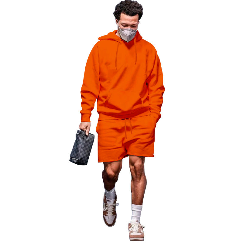 Herren lässiges Hoodie- und Shorts-Set aus atmungsaktivem Material mit praktischen Taschen Echoarchiv