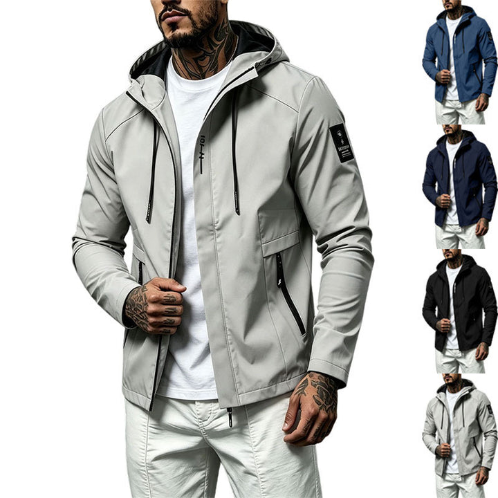 Herren Wasserabweisende Softshell-Jacke mit Kapuze und verdecktem Reißverschluss – Taviero