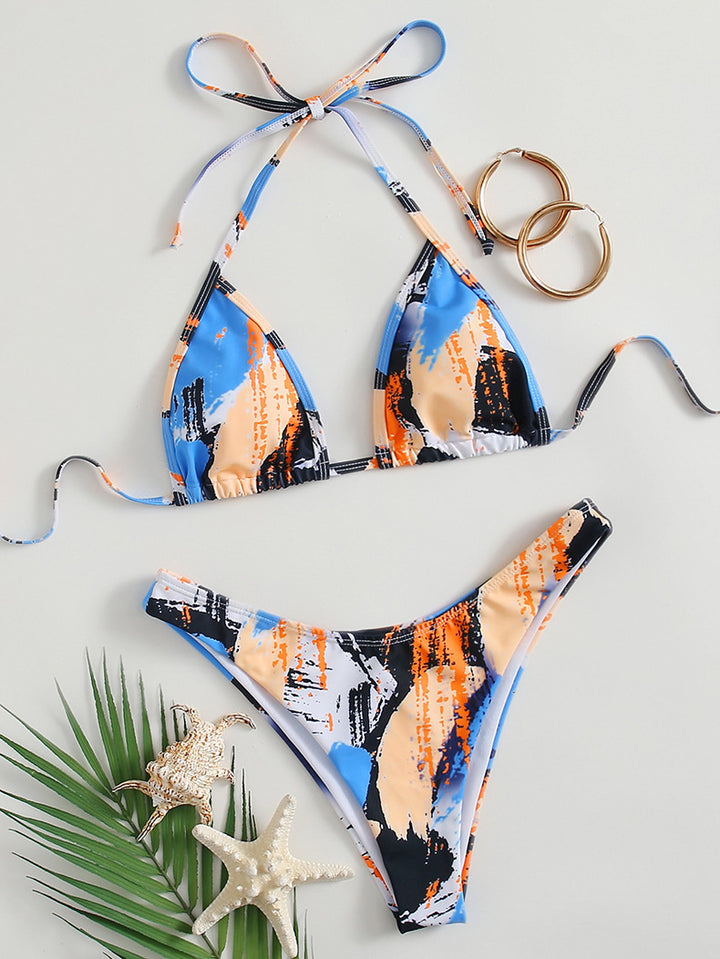 Damen Triangel-Bikini-Set mit verstellbarem Knoten und elastischem Hochschnitt Echo Archiv
