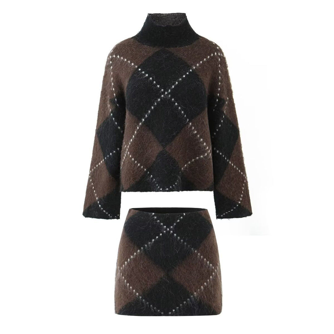 Damen Grobgestrickter Rollkragenpullover mit Argyle‑Muster Echo Archiv