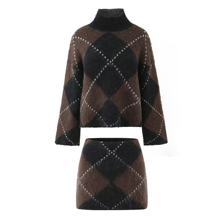Damen Grobgestrickter Rollkragenpullover mit Argyle‑Muster Echo Archiv