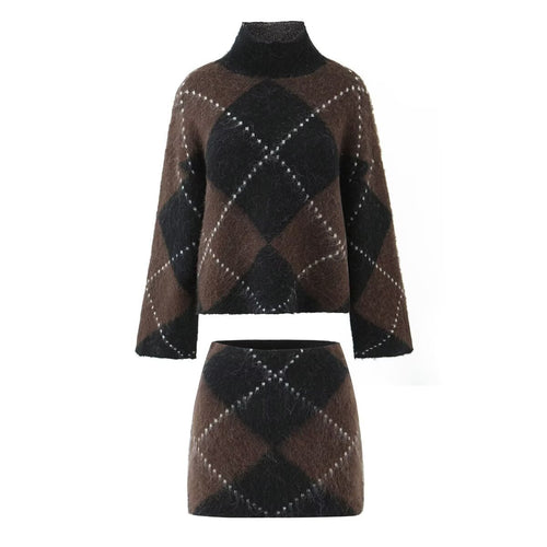 Damen Grobgestrickter Rollkragenpullover mit Argyle‑Muster Echo Archiv