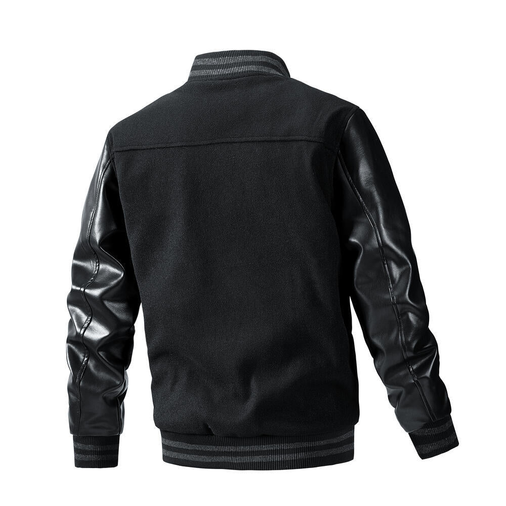 Herren stylische Collegejacke mit Lederärmeln Echo Archiv