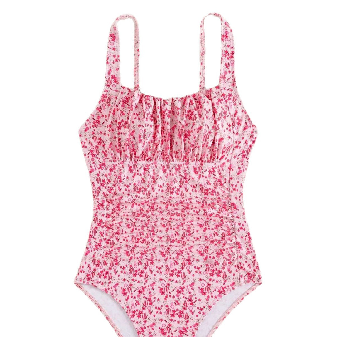 Damen Einteiliger Badeanzug mit floralem Rüschendesign Echo Archiv