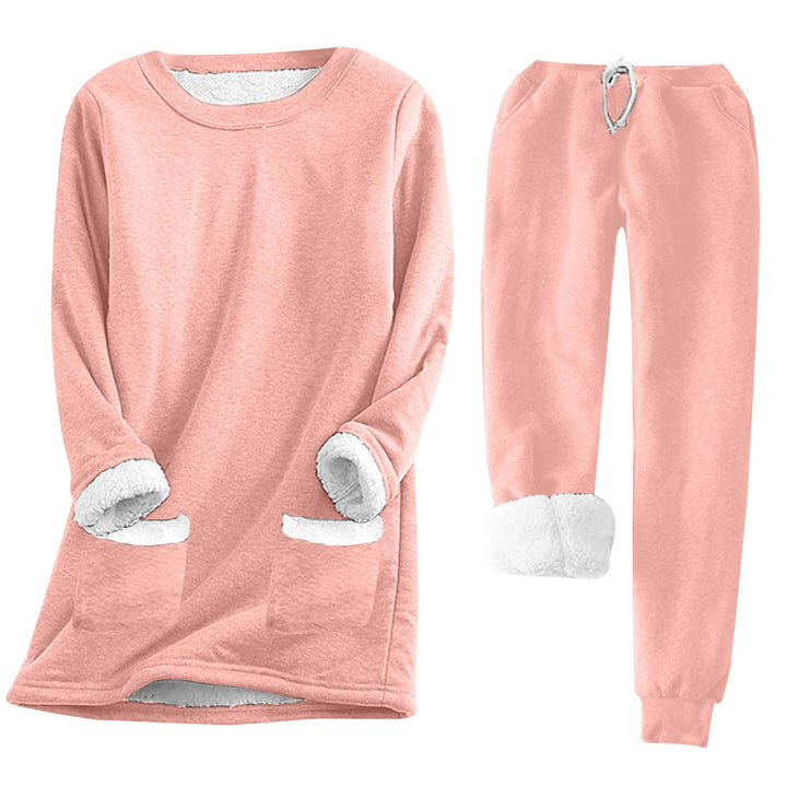 Damen Kuschelige LoungEchoarchivnzug mit Fleece-Innenfutter und praktischen Taschen Echoarchiv