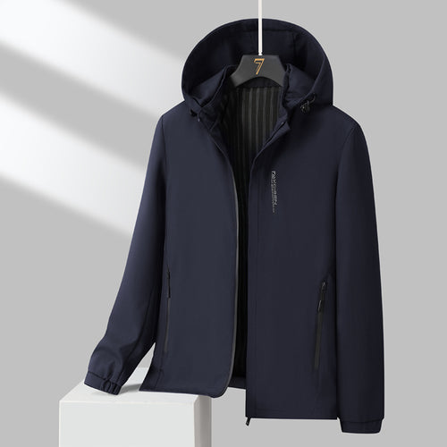 Herren Minimalistische Kapuzen-Softshelljacke mit versiegelten Reißverschlüssen und elastischen Bündchen Echo Archiv