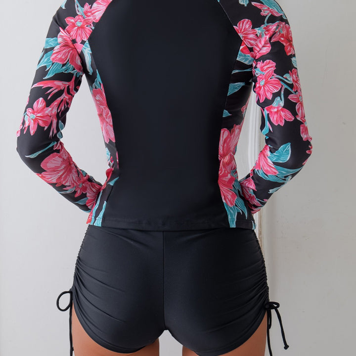 Damen Funktions-Badeanzug mit floralem Design und kurzem Schnitt Echo Archiv